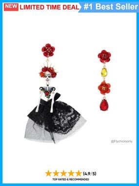 Mismatched Sugar Skull Drop Earrings Lightweight Post Back